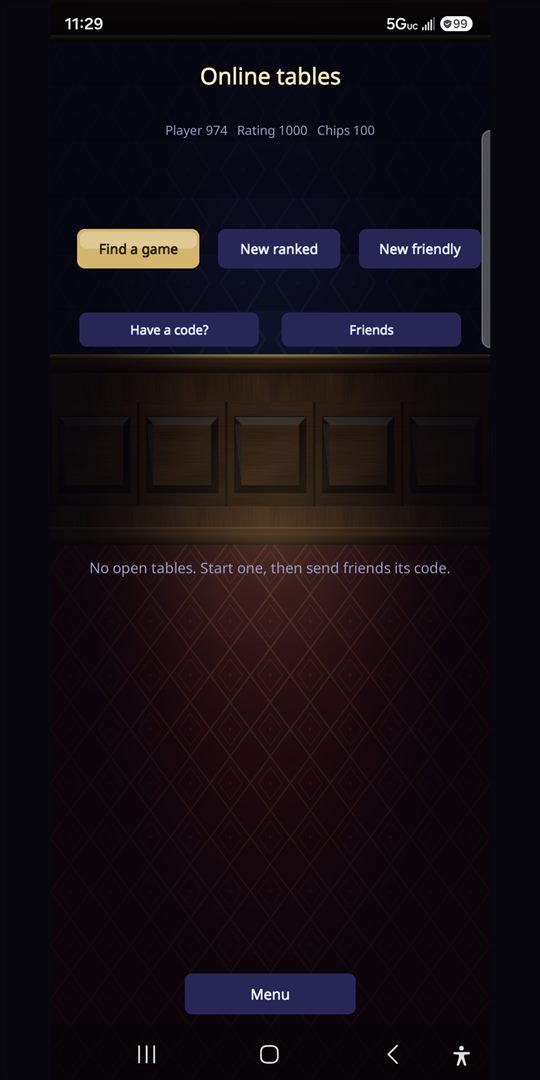 The online tables lobby